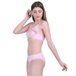 Women's Cotton Bra And Panty Set (Material: Cotton (Color: Light Pink)