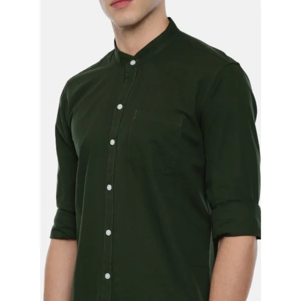 Generic Men's Cotton Slim Fit Casual Shirt (Material: Cotton, (Color:Green)