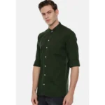 Generic Men's Cotton Slim Fit Casual Shirt (Material: Cotton, (Color:Green)