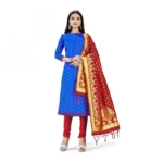Banarasi Silk Unstitched Salwar-Suit Material Premium Quality With Dupatta (Color: Royal Blue)