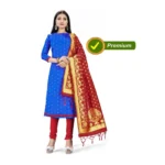 Banarasi Silk Unstitched Salwar-Suit Material Premium Quality With Dupatta (Color: Royal Blue)
