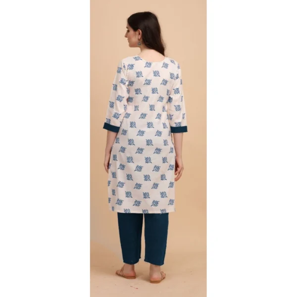 Generic Women's Cotton Kurta Set With Bottom (Color:Blue, Material:Cotton)