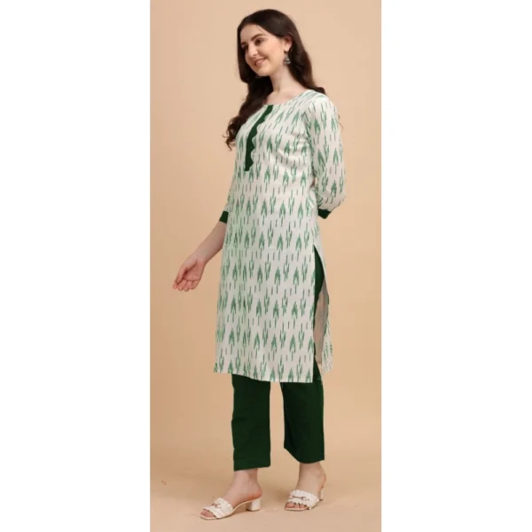Generic Women's Cotton Kurta Set With Bottom (Color:Green, Material:Cotton)