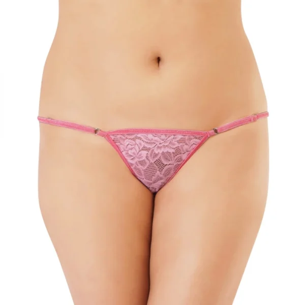 Women's Nylon Spandex Low Waist Lace Peekaboo G String (Pink)