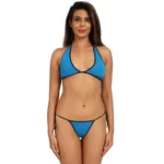 Generic Women's Nylon Spandex Bikini Sexy Bra Panty Set (Blue)