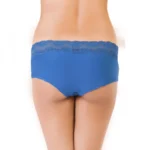 Generic Women's Nylon Mid Rise Hipster Boyshort Panty With Lace (Blue)