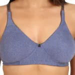 Generic Women's Cotton Blend Non Padded T Shirt Bra (Blue)