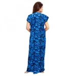Women's Cotton Printed Maxi Nighty (Blue)