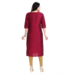 Generic Women's 3/4th Sleeve Silk Blend Tunic Long Kurti (Majenta)