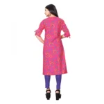 Generic Women's Digial Print Rayon Tie Up 3/4th Sleeve Knee Length Kurti (Pink)