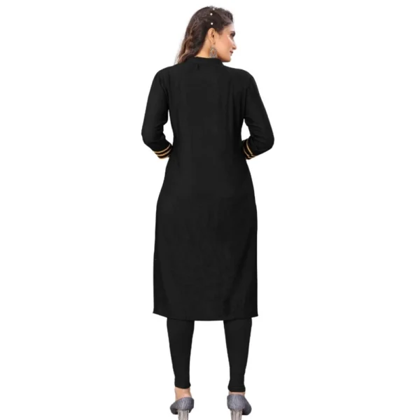 Generic Women's Digial Print Rayon Regular 3/4th Sleeve Knee Length Kurti (Black)