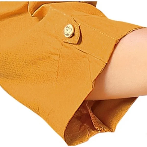 Generic Women's Solid Rayon Roll Up 3/4th Sleeve Knee Length Kurti (Mustard)