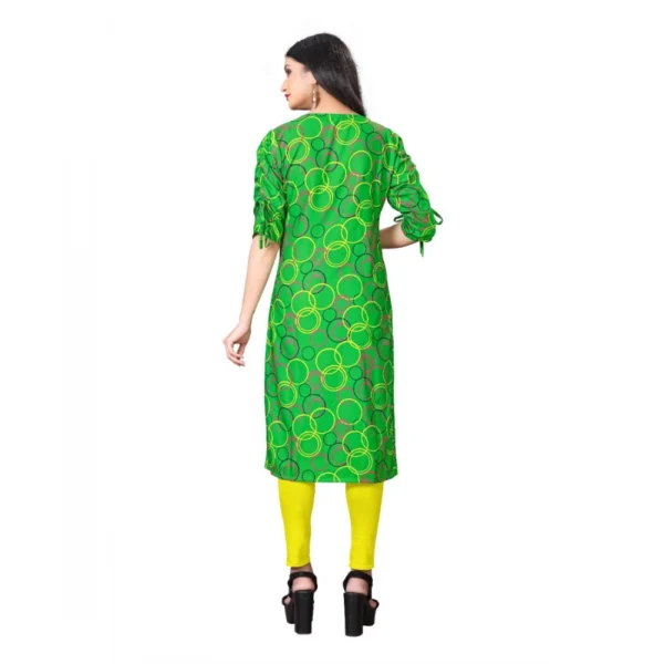 Generic Women's Digial Print Rayon Tie Up 3/4th Sleeve Knee Length Kurti (Green)