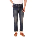 Generic Men's Slim Fit Denim Mid Rise Jeans (Blue)