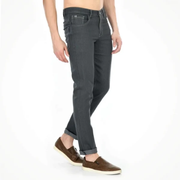 Generic Men's Regular Fit Denim Mid Rise Jeans (Grey)
