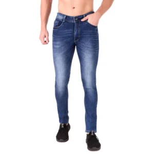 Generic Men's Slim Fit Denim Mid Rise Jeans (Dark Blue)