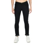 Generic Men's Regular Fit Denim Mid Rise Jeans (Black)