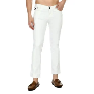 Generic Men's Regular Fit Denim Mid Rise Jeans (White)