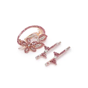 Generic Women's Rose Gold Plated Alloy Hair Pin Set (Pink)