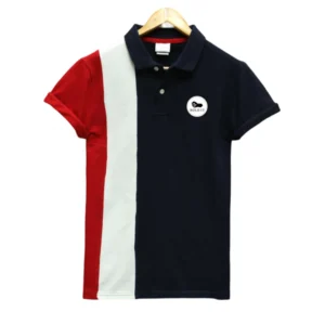 Generic Men's Casual Colorblock Cotton Blend Polo Neck T-shirt (Multicolor)