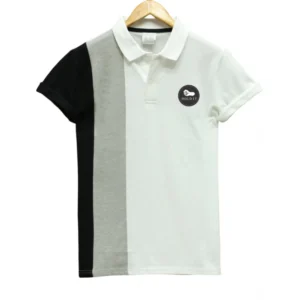 Generic Men's Casual Colorblock Cotton Blend Polo Neck T-shirt (White)