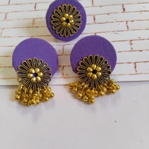 Rainvas purple golden round studs earrings with adjustable ring set