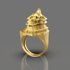Ram Mandir with Lord Ram and Mata Sita on Gold Ring For Mens (Customise your Design) Made on Order