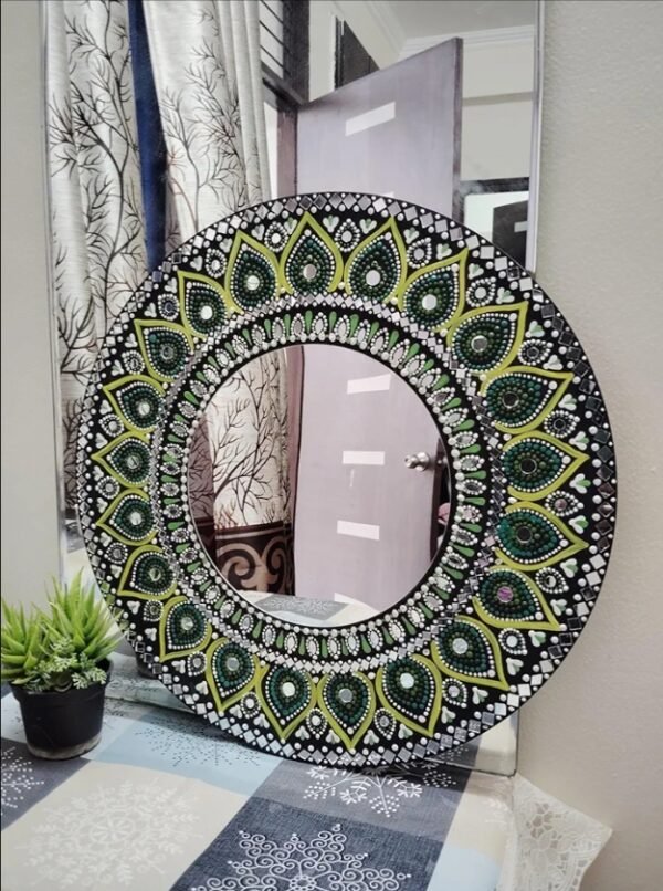 Handmade Mandala Mirror Wall Decor by Katha Canvas || Gift Item Wall Decor Home Mirror || Antique and Aesthetic Piece