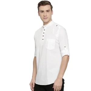 Generic Men's Cotton Men Casual White Short Kurta Shirt (Material: Cotton, (Color:White)