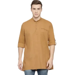 Generic Men's Cotton Men Casual Orange Kurta Shirt (Material: Cotton, (Color:Orange)