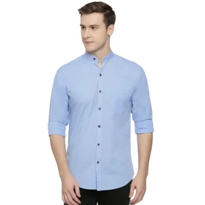 Generic Men's Cotton Casual Shirt (Material: Cotton, (Color:Light Blue)