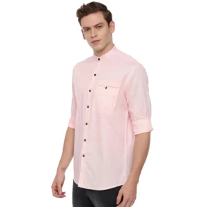 Generic Men's Cotton Slim Fit Casual Shirt (Material: Cotton, (Color:Pink)