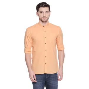 Generic Men's Cotton Casual Shirt (Material: Cotton, (Color:Orange)