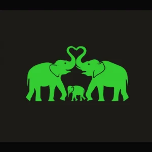 Green Decorative Elephant Radium Wall Sticker