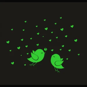 Green Birds And Star Radium Wall Sticker