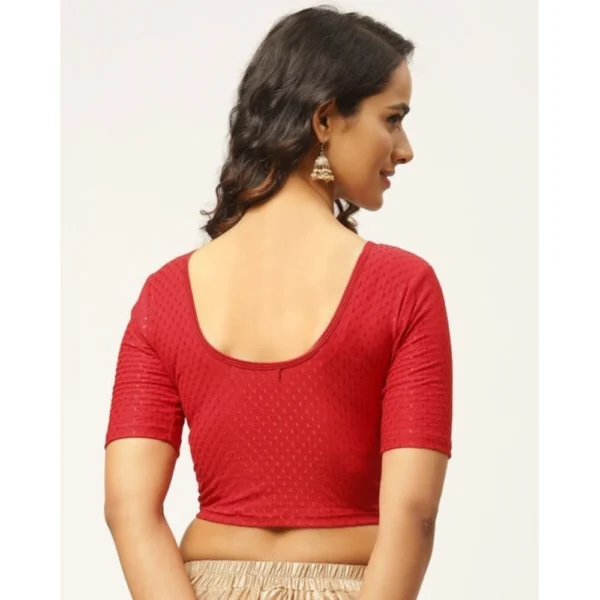 Women's Cotton Lycra Blend Solid Non Padded Readymade Blouse (Red, Size: Free Size)