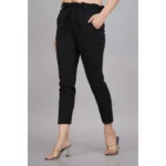 Women's Casual  Soild Lycra Trouser Pant (Black)