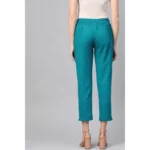 Women's Casual  Solid Cotton Slub Trouser Pant (Rama Blue)