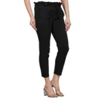 Women's Casual  Soild Lycra Trouser Pant (Black)