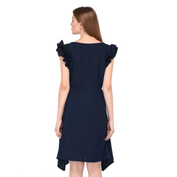 Women's Cotton Blend Solid Sleeveless Dress (Blue)