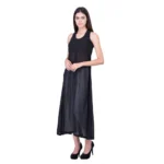 Women's Cotton Blend Solid Sleeveless Dress (Black)
