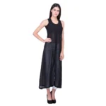 Women's Cotton Blend Solid Sleeveless Dress (Black)