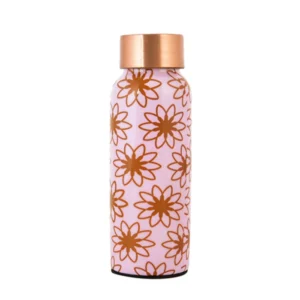 Copper Aesthetic Pink Floral Water Bottle 500 Ml (Pink)