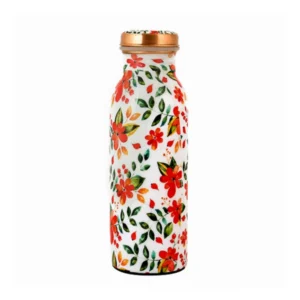 Copper Floral Printedwater Bottle 500Ml (White)