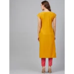 Women's Casual Short Sleeves Floral Printed Rayon Kurti and Pant Set (Mustard)