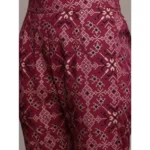 Women's Casual 3-4Th Sleeve Geometric Crepe Kurti and Pant Set (Maroon)