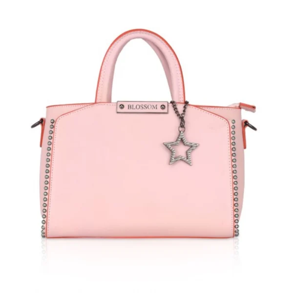Women's Faux Leather Metal Beads Handbag (Pink)