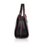 Women's Faux Leather Metal Beads Handbag (Black)