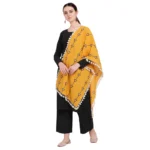 Women's Cotton Embroidered Dupatta (Mustuard, Length: 0.5 to 1 Mtr)