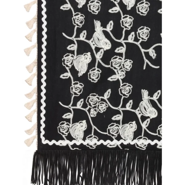 Women's Cotton Embroidered Dupatta (Black, Length: 0.5 to 1 Mtr)